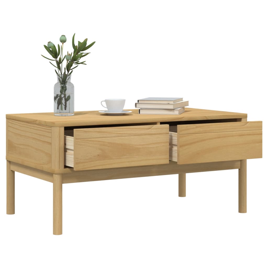 Coffee Table Floro Solid Pine Wood Living Room Furniture 99x55.5x45cm wax brown