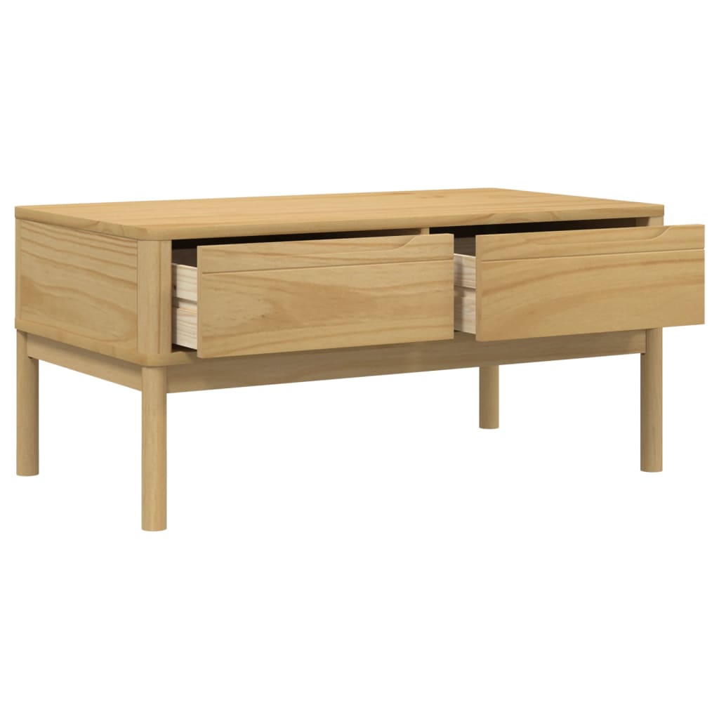 Coffee Table Floro Solid Pine Wood Living Room Furniture 99x55.5x45cm wax brown