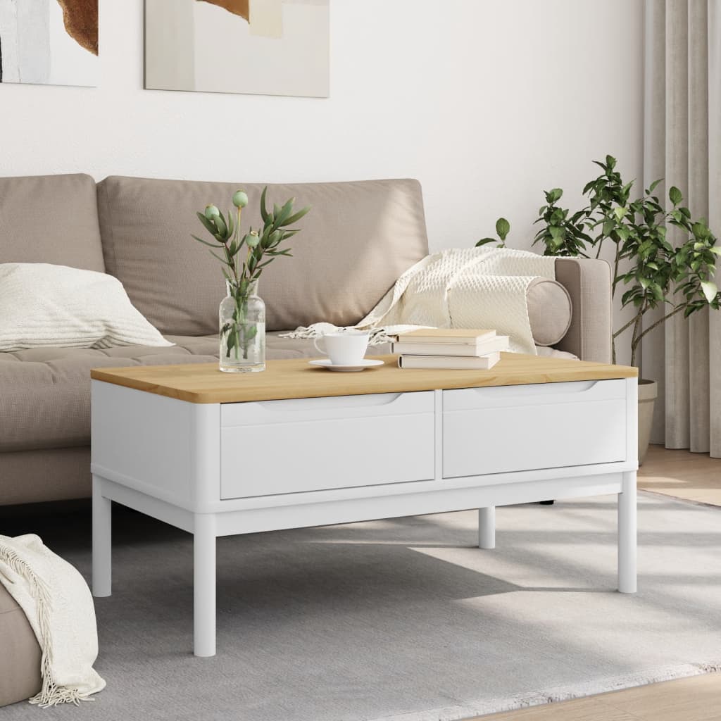 Coffee Table Floro Solid Pine Wood Living Room Furniture 99x55.5x45cm wax brown
