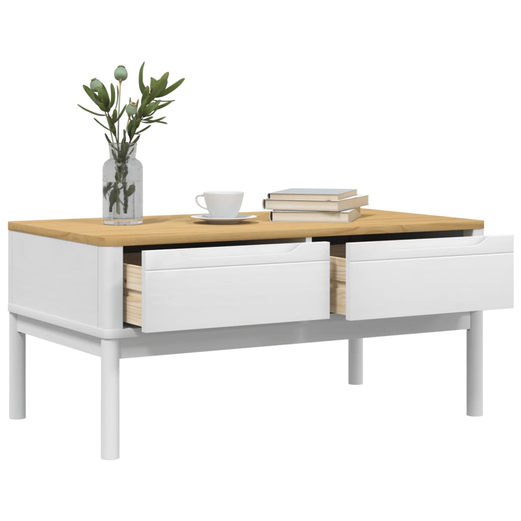 Coffee Table Floro Solid Pine Wood Living Room Furniture 99x55.5x45cm wax brown