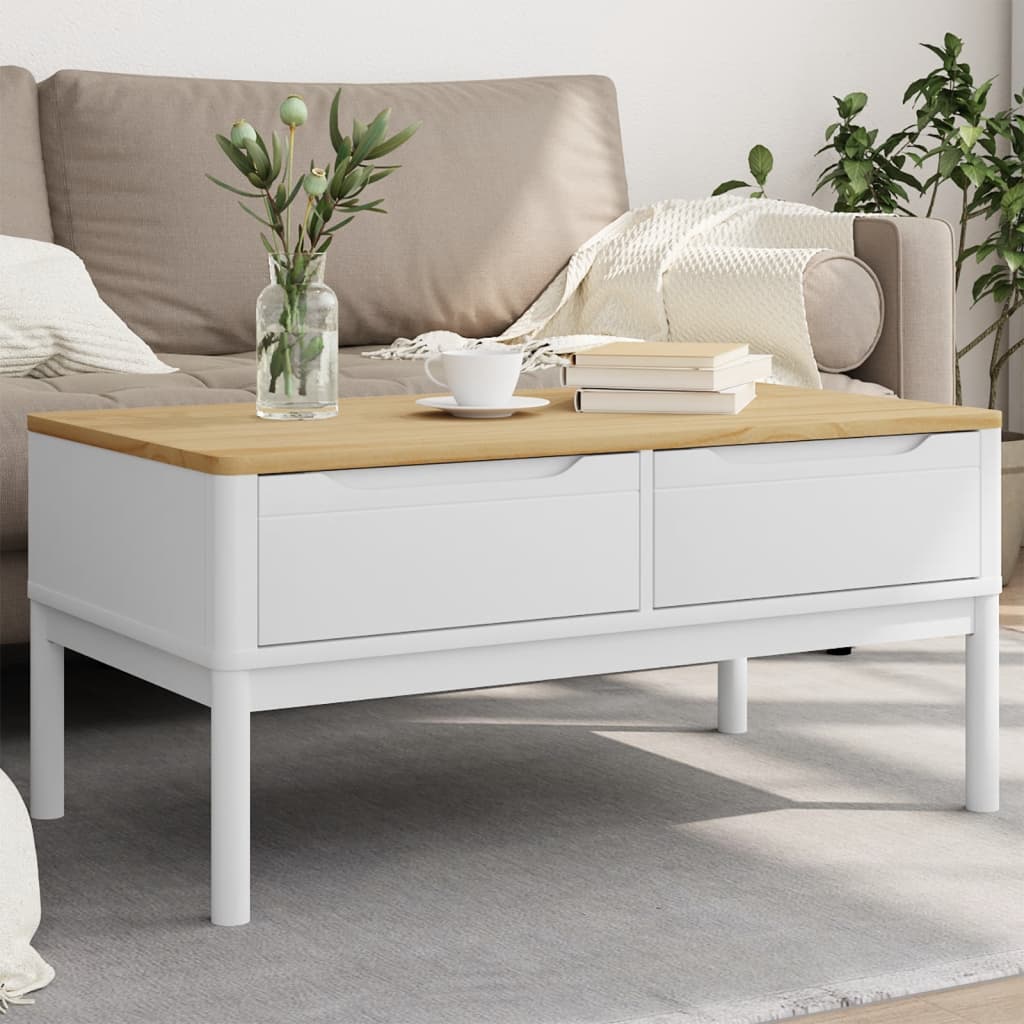 Coffee Table Floro Solid Pine Wood Living Room Furniture 99x55.5x45cm wax brown