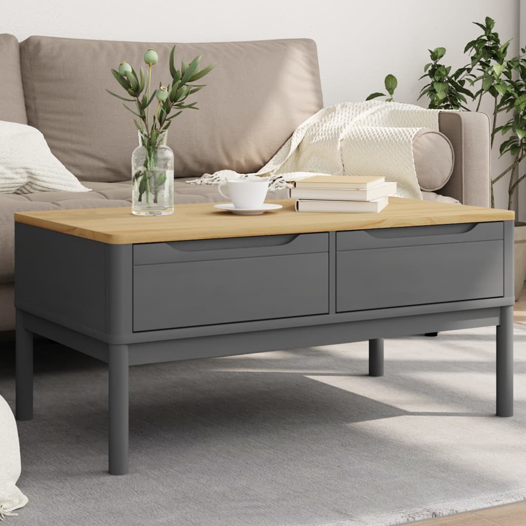 Coffee Table Floro Solid Pine Wood Living Room Furniture 99x55.5x45cm wax brown