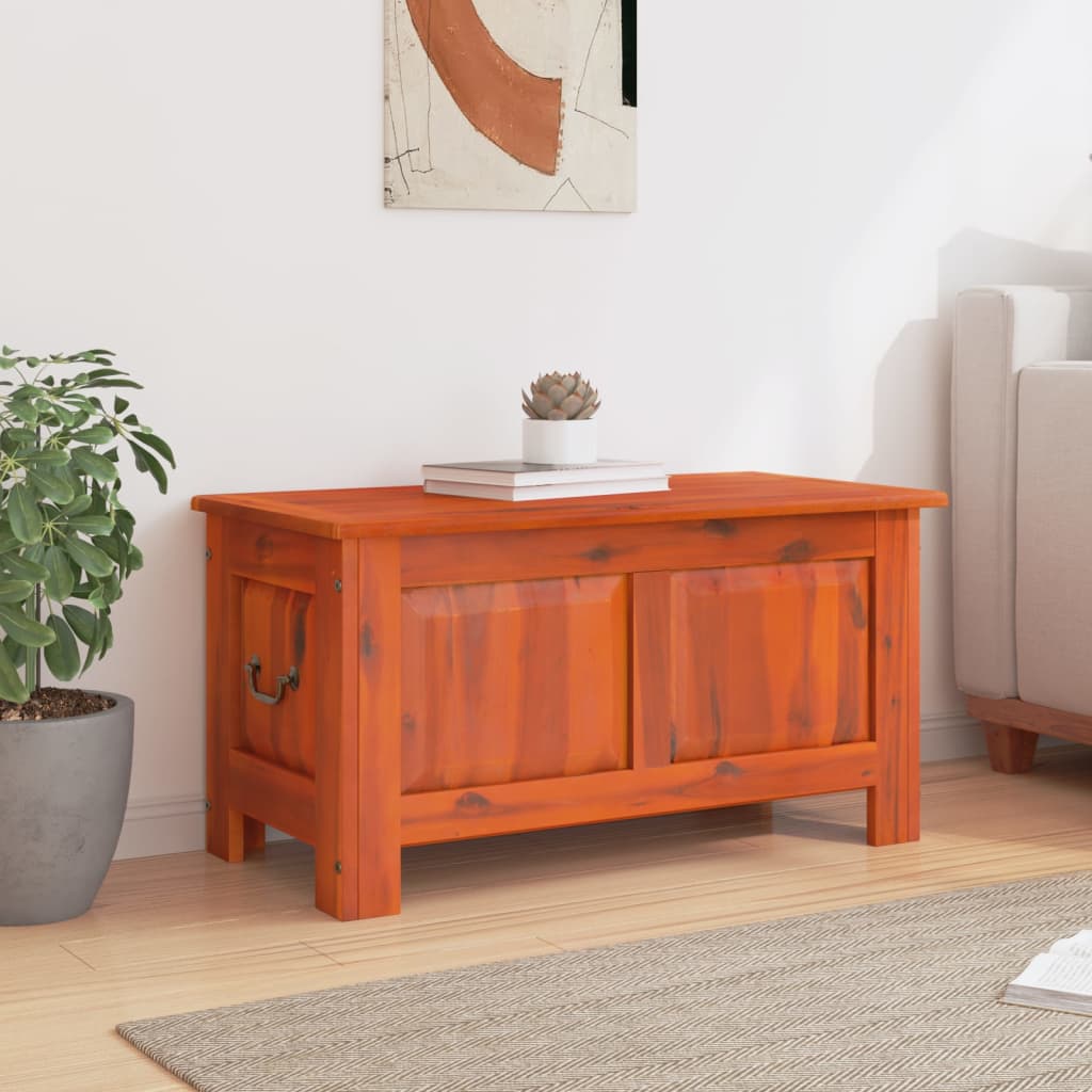 Storage Chests Chest Lid Solid Wood Acacia brown and white Solid acacia wood 90
