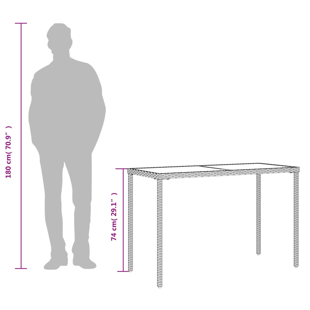 Garden Table With Top 115X54X74 Cm Poly Rattan