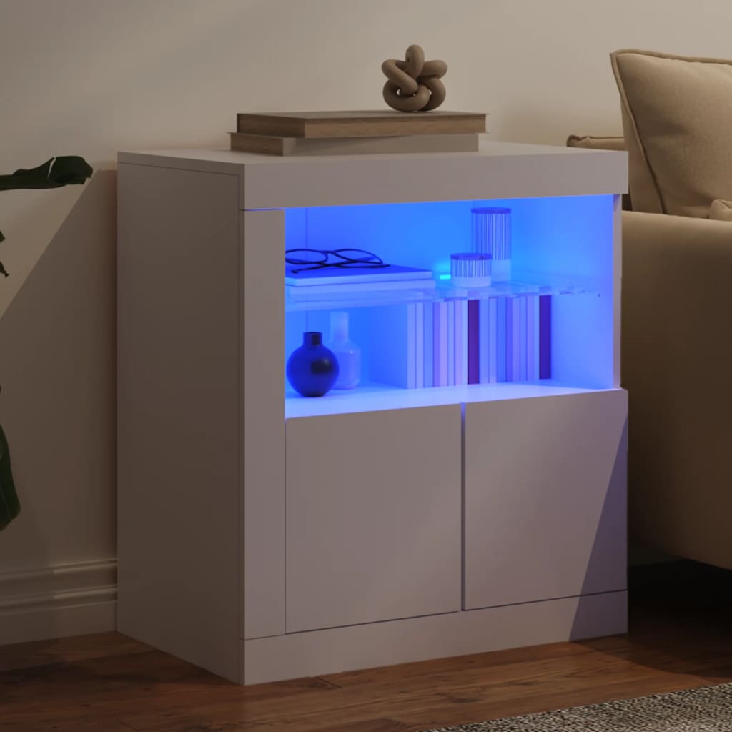 Sideboard LED Lights 60.5X37X67 Cm Grey Sonoma Artisan Oak Black Oak Sonoma Oak