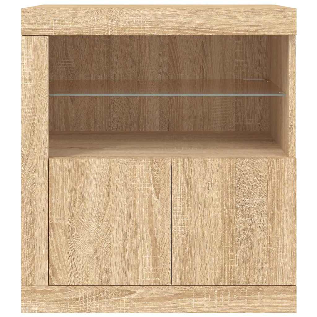Sideboard LED Lights 60.5X37X67 Cm Grey Sonoma Artisan Oak Black Oak Sonoma Oak