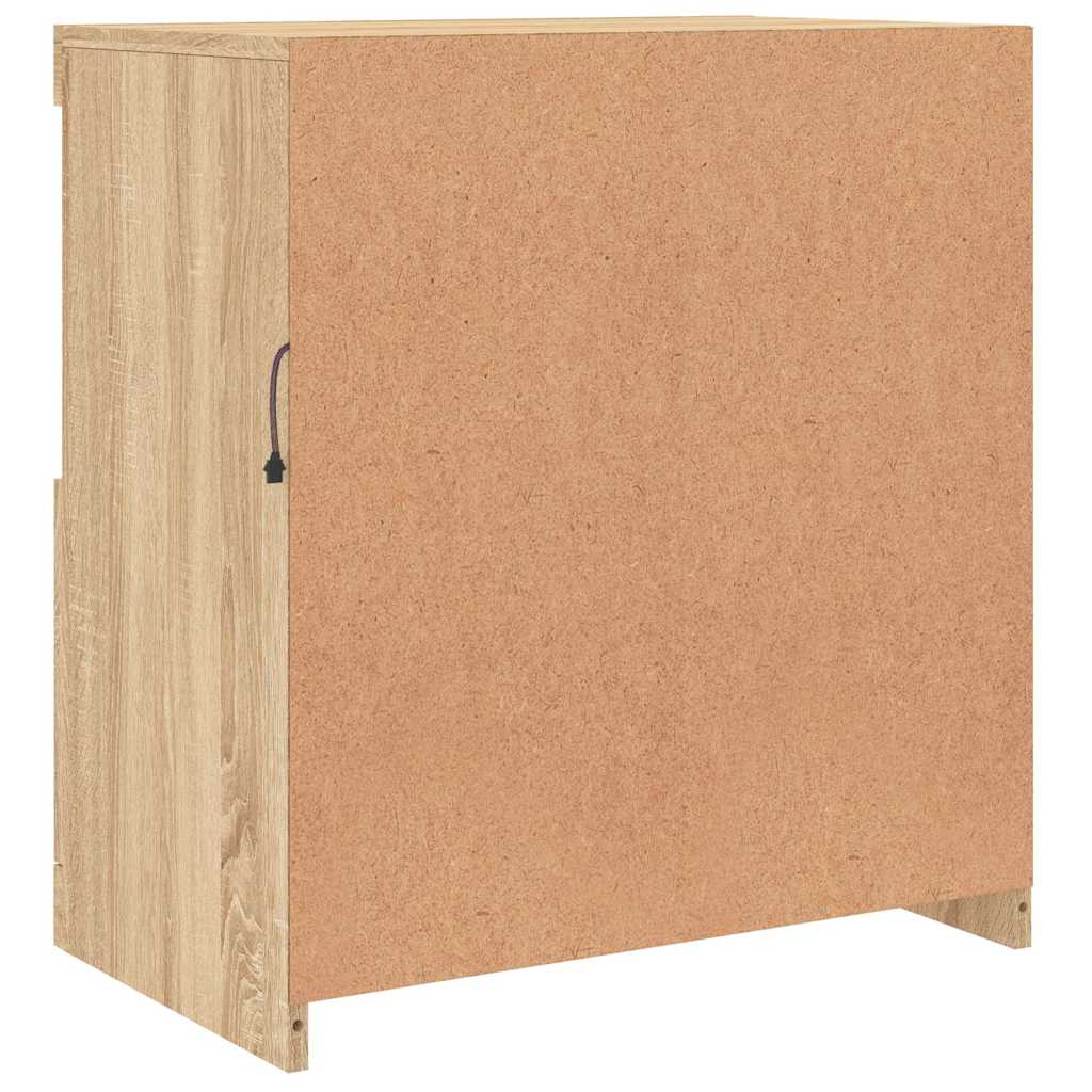 Sideboard LED Lights 60.5X37X67 Cm Grey Sonoma Artisan Oak Black Oak Sonoma Oak