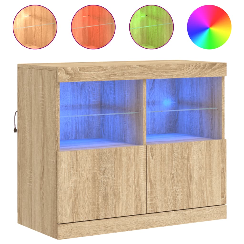 Sideboard With Led Lights 81X37X67 Cm