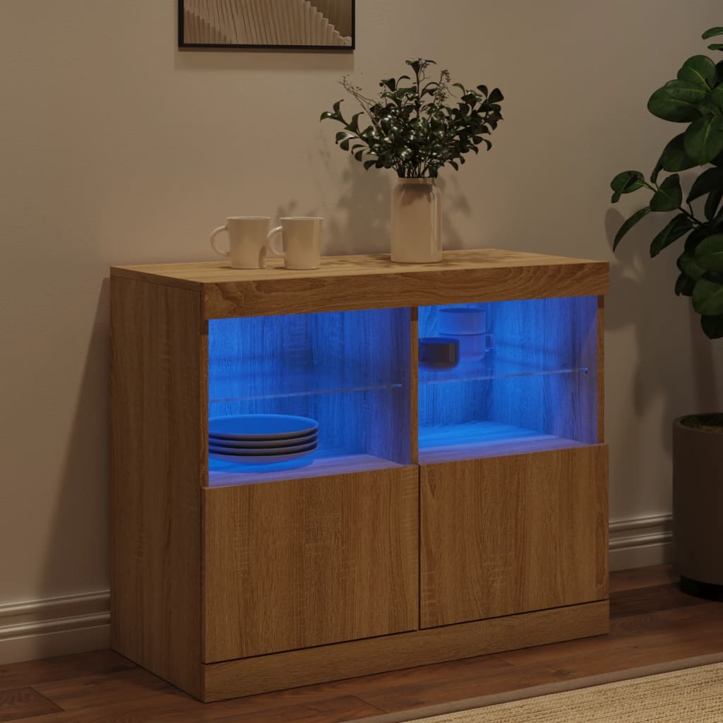 Sideboard With Led Lights 81X37X67 Cm