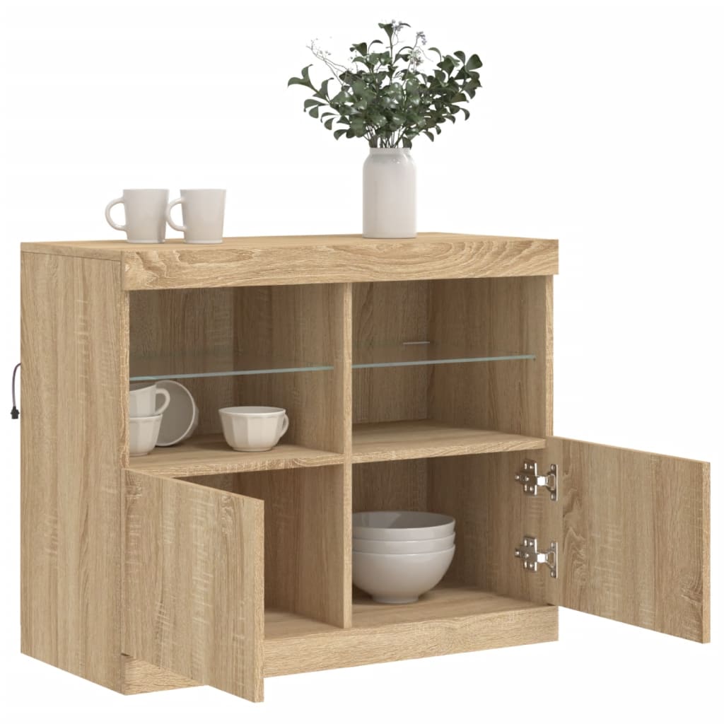 Sideboard With Led Lights 81X37X67 Cm