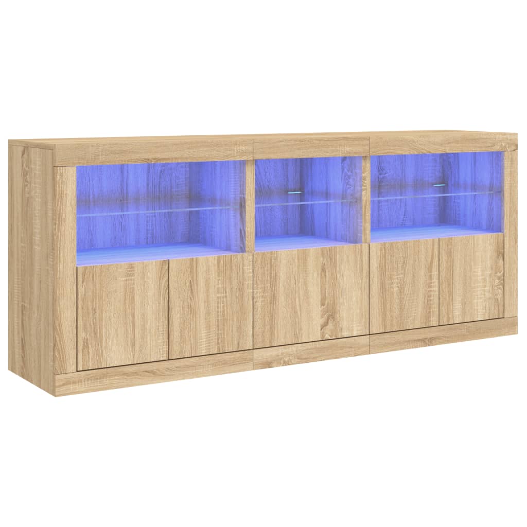 Sideboard With Led Lights 162X37X67 Cm