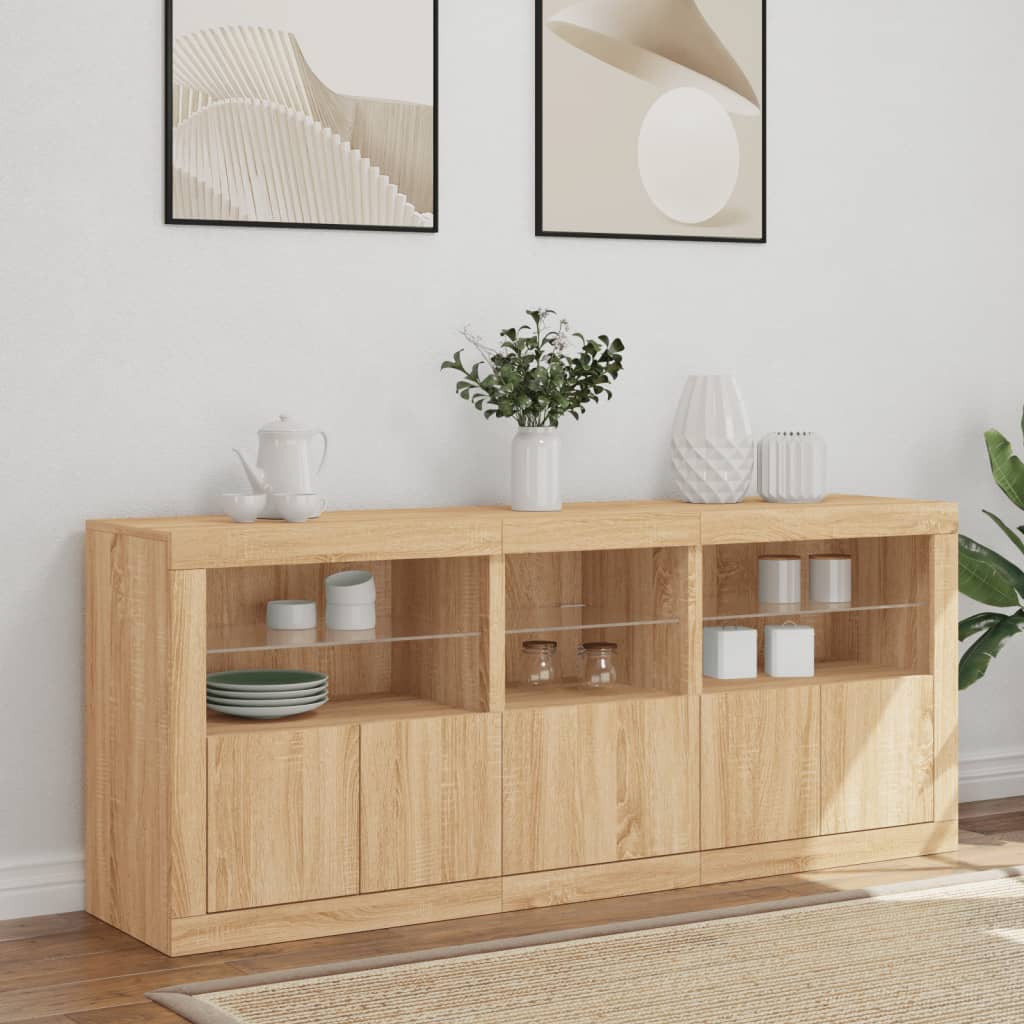 Sideboard With Led Lights 162X37X67 Cm