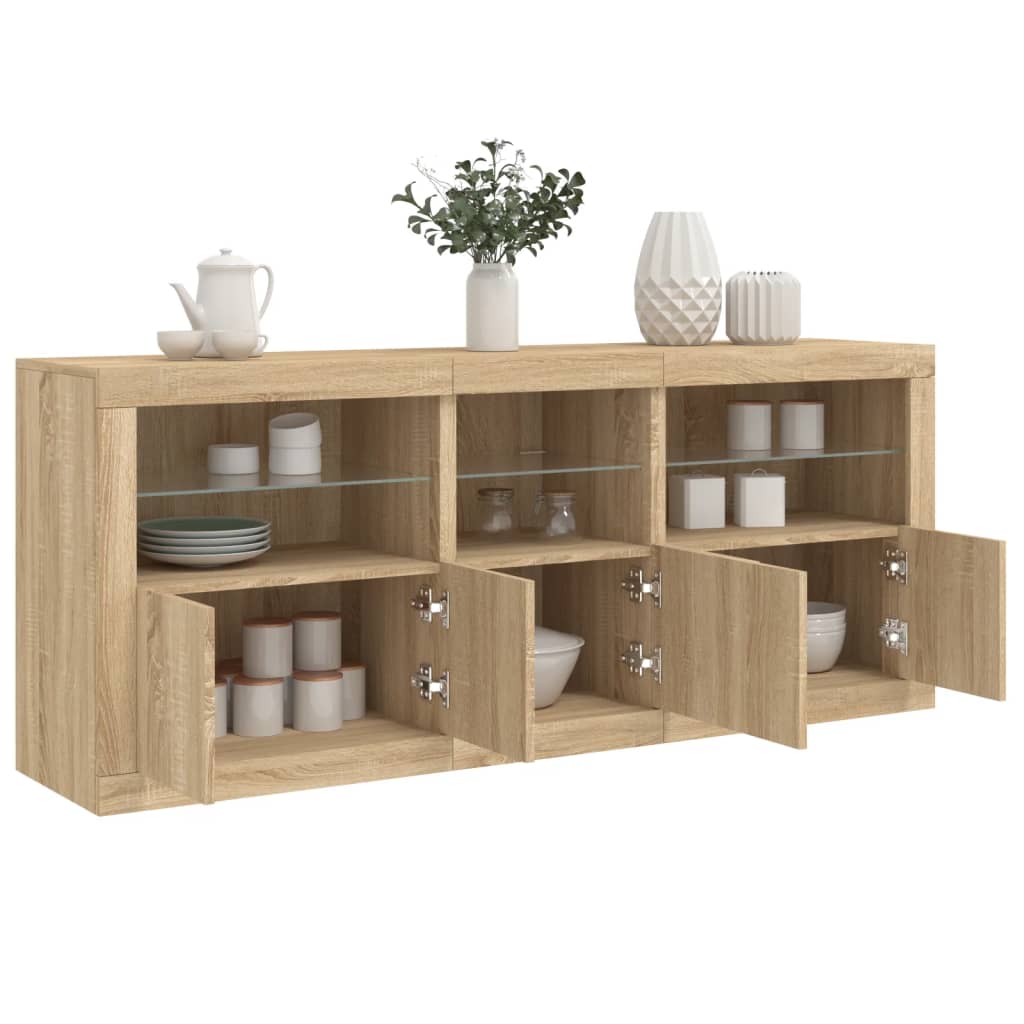 Sideboard With Led Lights 162X37X67 Cm