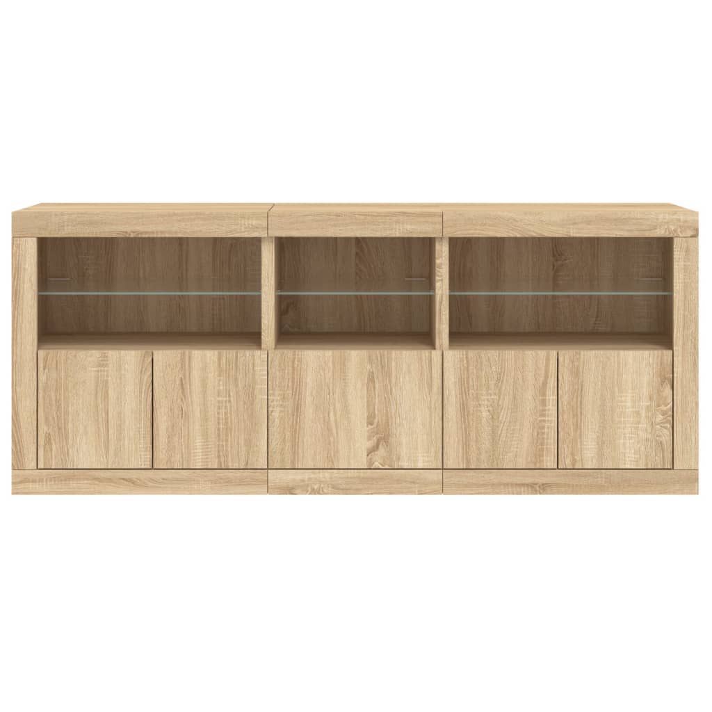 Sideboard With Led Lights 162X37X67 Cm