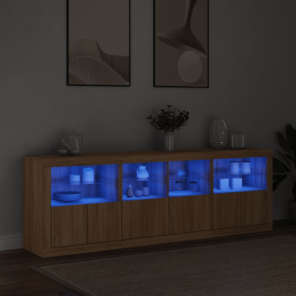 Sideboard With Led Lights 202X37X67 Cm