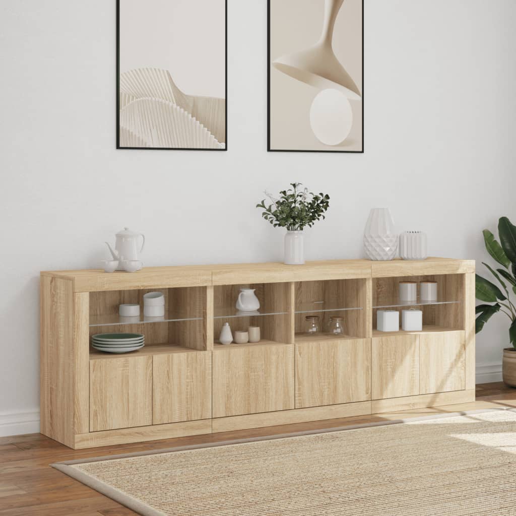 Sideboard With Led Lights 202X37X67 Cm