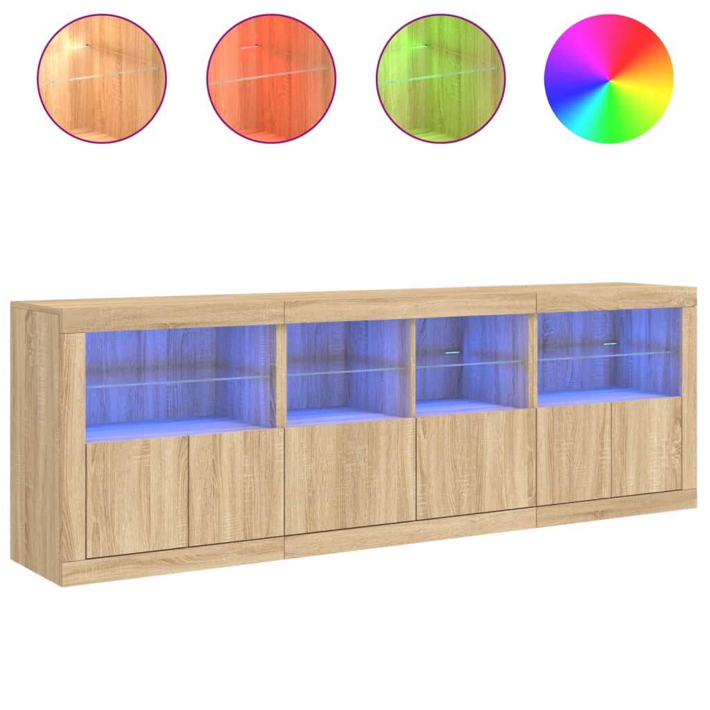 Sideboard With Led Lights 202X37X67 Cm