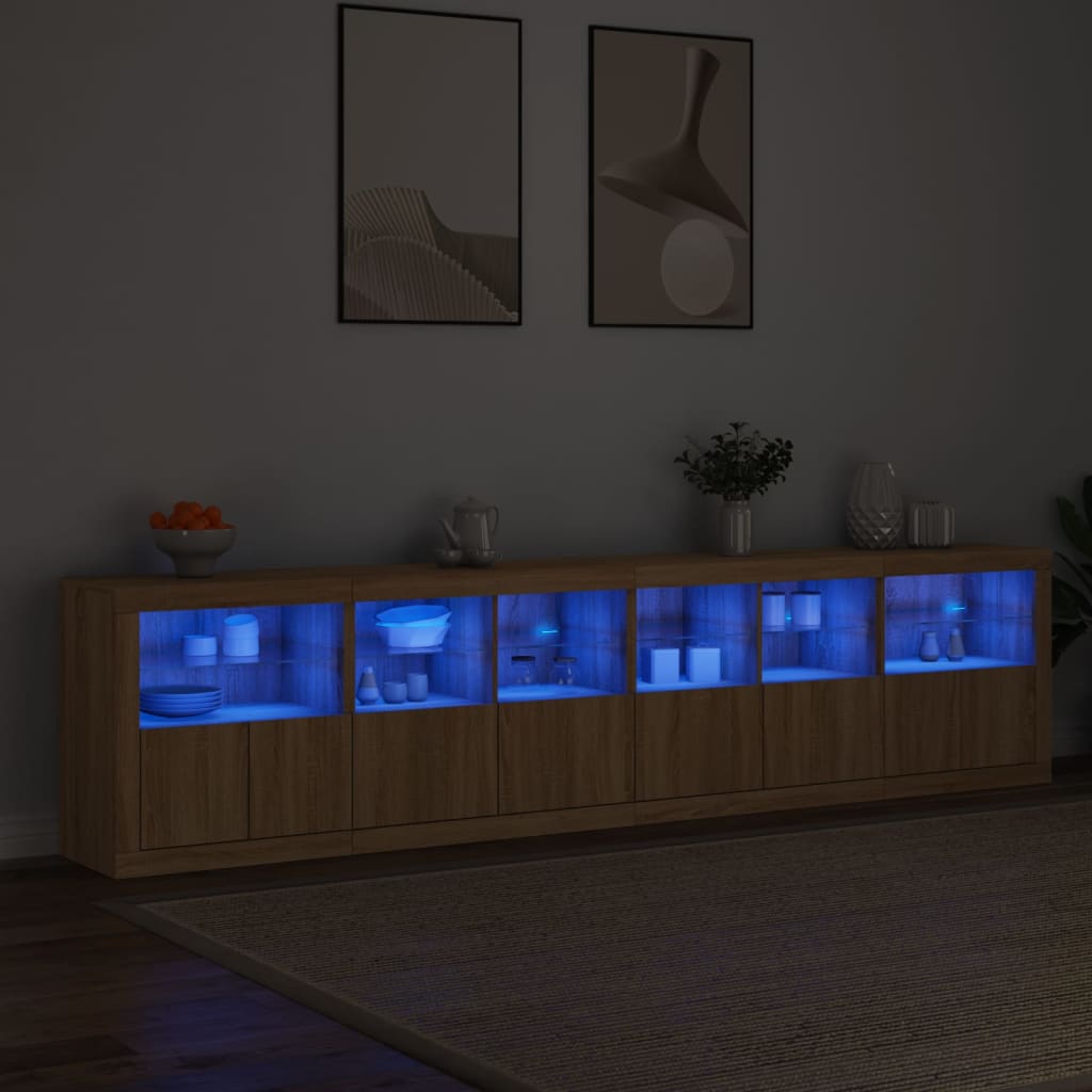 Sideboard With Led Lights 283X37X67 Cm
