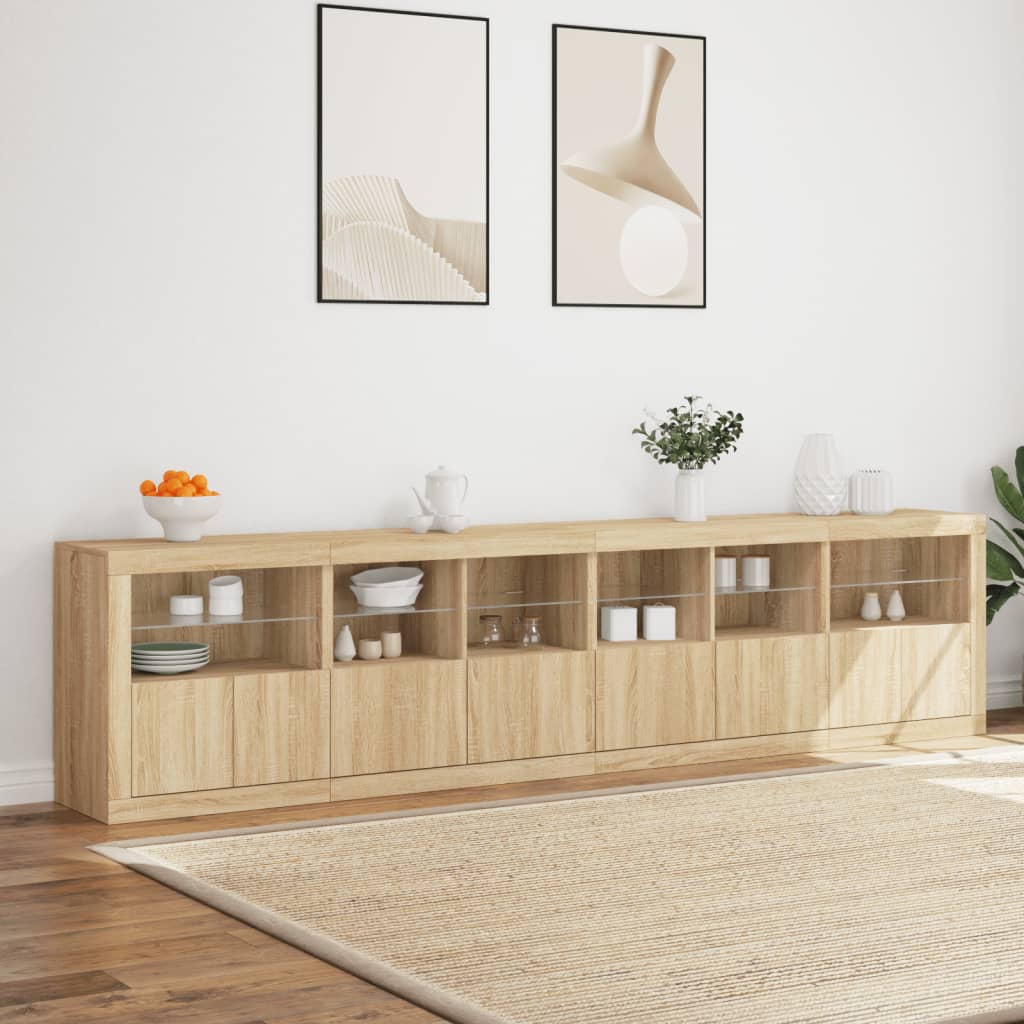 Sideboard With Led Lights 283X37X67 Cm