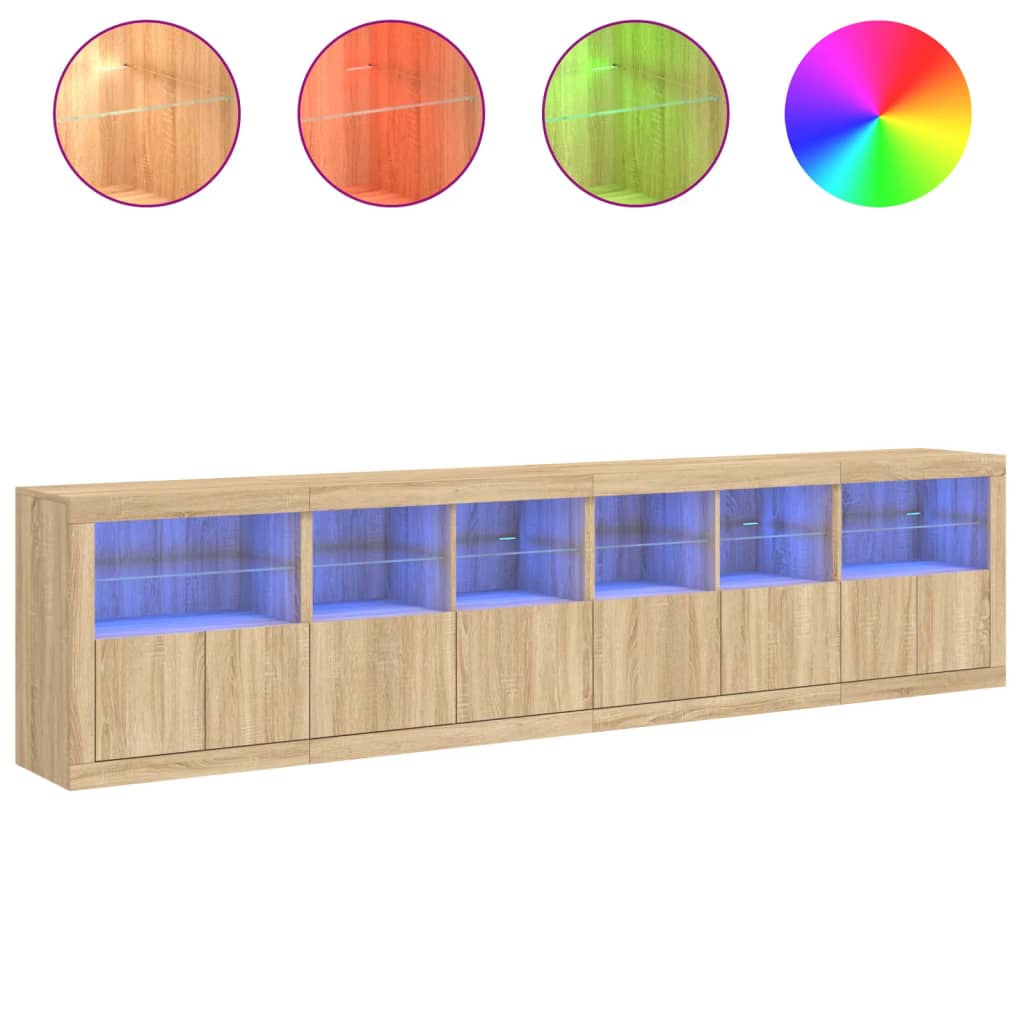 Sideboard With Led Lights 283X37X67 Cm