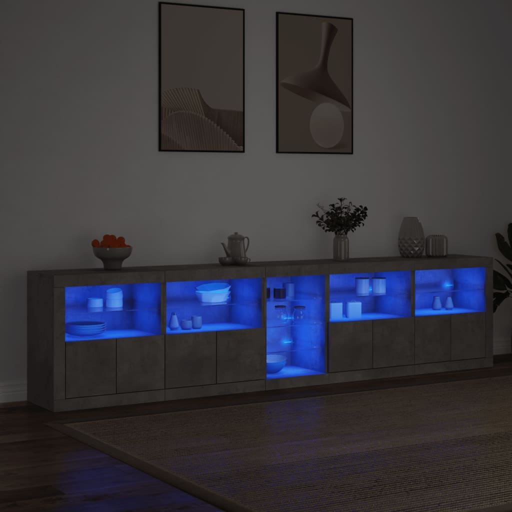 Sideboard With Led Lights 283X37X67 Cm