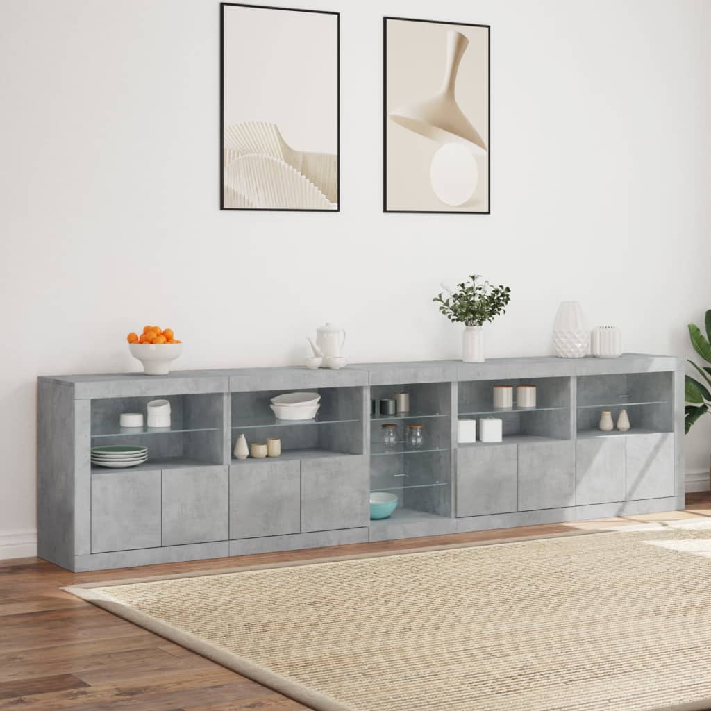 Sideboard With Led Lights 283X37X67 Cm