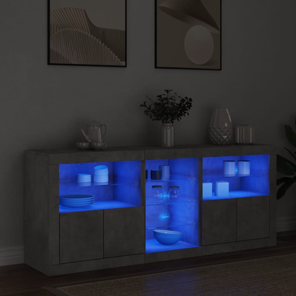Sideboard With Led Lights 162X37X67 Cm