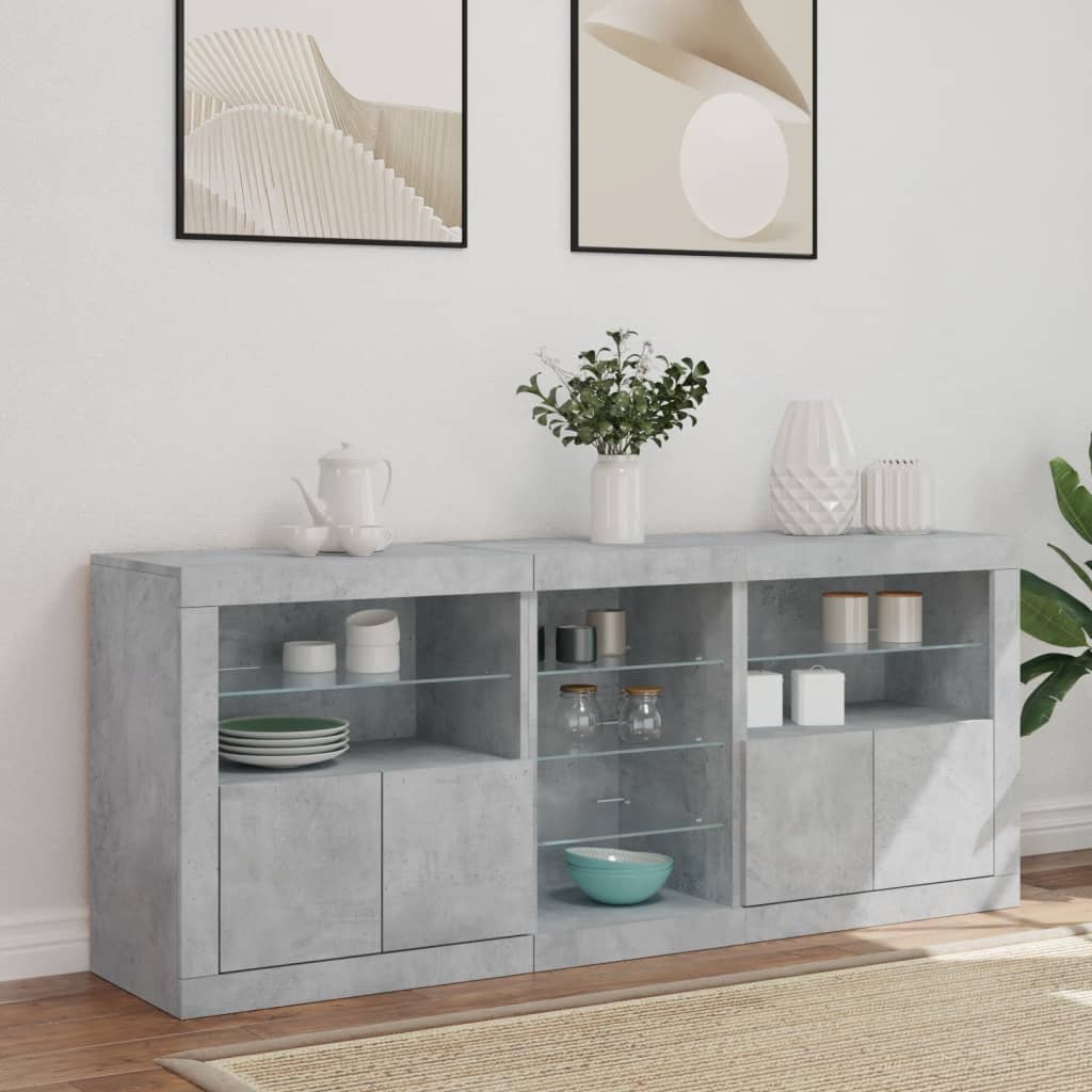 Sideboard With Led Lights 162X37X67 Cm