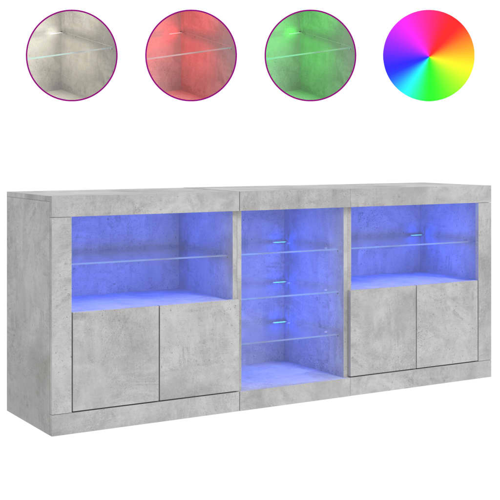 Sideboard With Led Lights 162X37X67 Cm