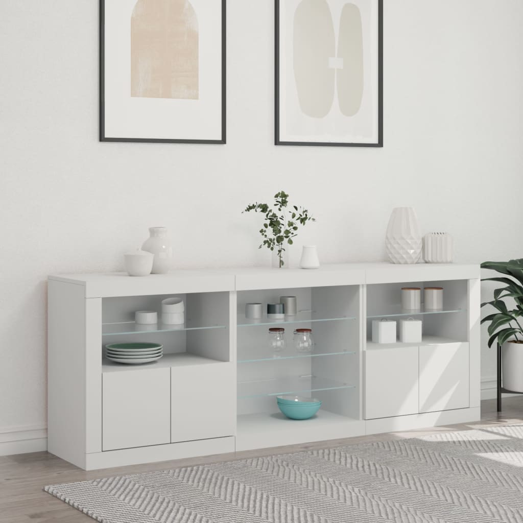 Sideboard With Led Lights 181.5X37X67 Cm