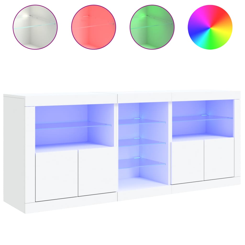 Sideboard With Led Lights 181.5X37X67 Cm
