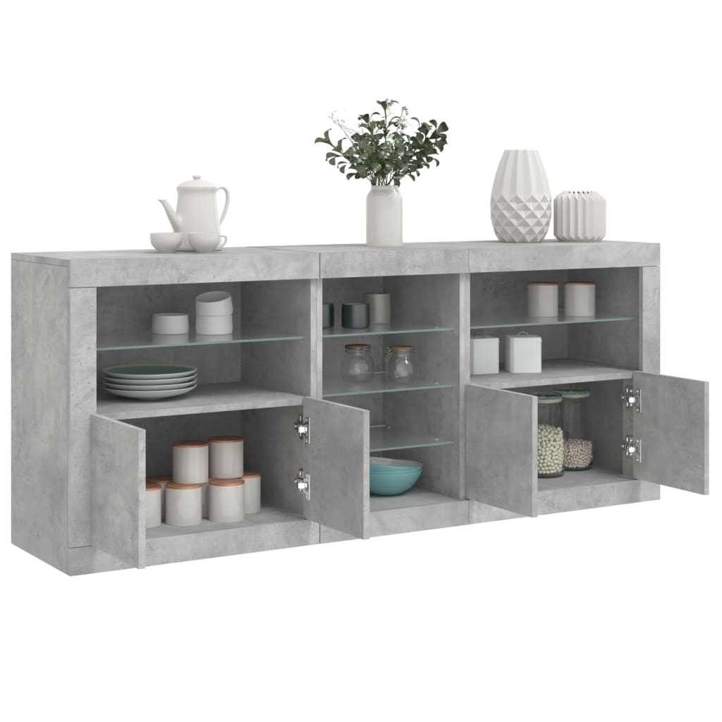 Sideboard With Led Lights 181.5X37X67 Cm