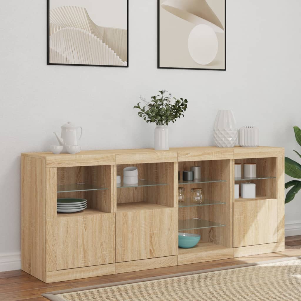 Sideboard With Led Lights 164X37X67 Cm