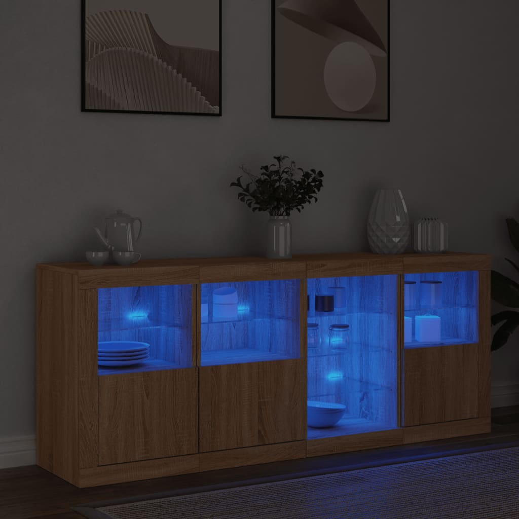 Sideboard With Led Lights 164X37X67 Cm