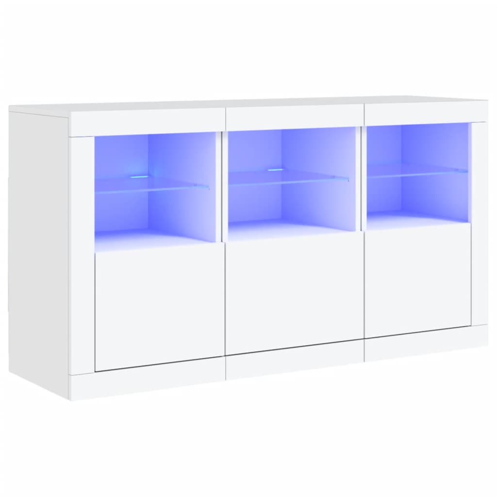 Sideboard LED Lights 123X37X67 Cm Smoked Oak White Concrete Grey Grey Sonoma 123