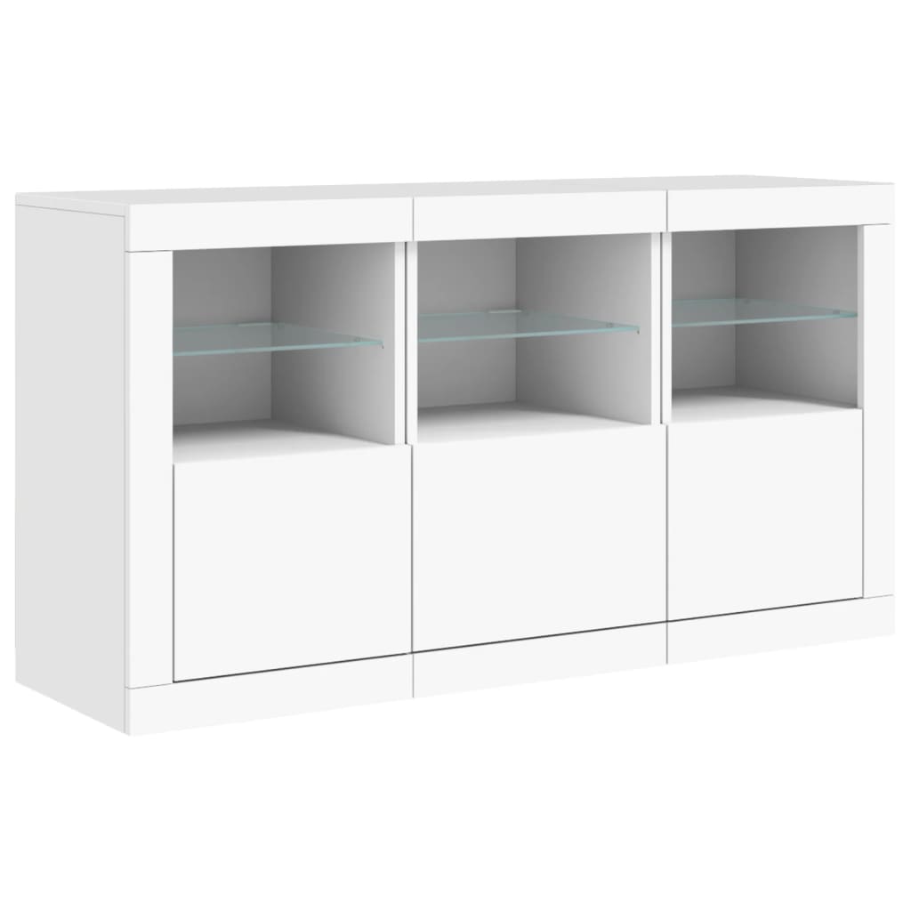 Sideboard LED Lights 123X37X67 Cm Smoked Oak White Concrete Grey Grey Sonoma 123