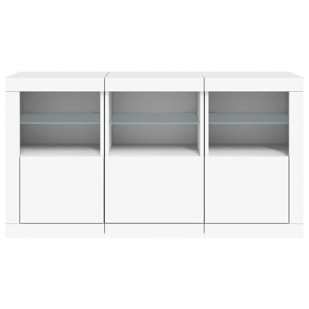 Sideboard LED Lights 123X37X67 Cm Smoked Oak White Concrete Grey Grey Sonoma 123