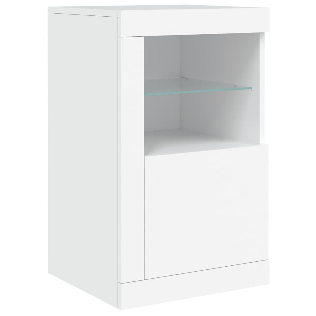 Sideboard LED Lights 123X37X67 Cm Smoked Oak White Concrete Grey Grey Sonoma 123