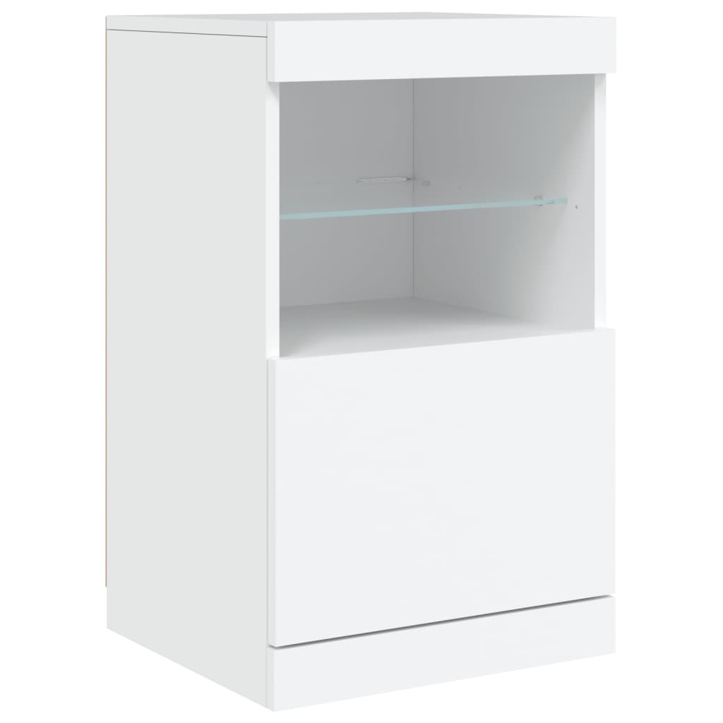 Sideboard LED Lights 123X37X67 Cm Smoked Oak White Concrete Grey Grey Sonoma 123