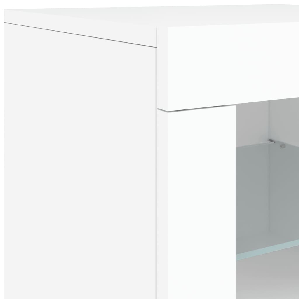 Sideboard LED Lights 123X37X67 Cm Smoked Oak White Concrete Grey Grey Sonoma 123