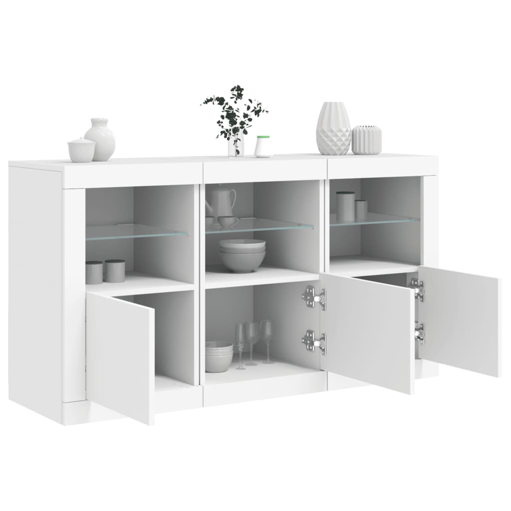Sideboard LED Lights 123X37X67 Cm Smoked Oak White Concrete Grey Grey Sonoma 123
