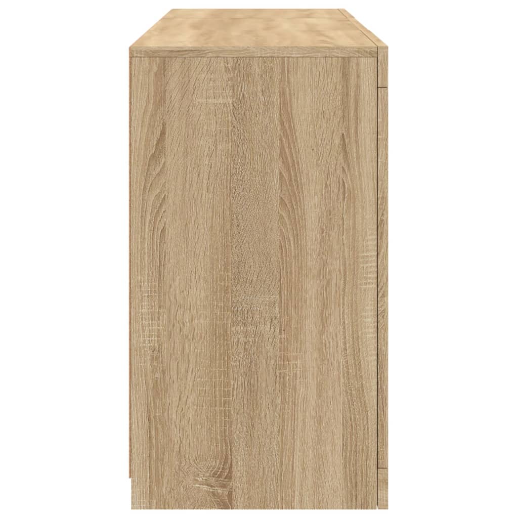 Sideboard LED Lights 123X37X67 Cm Smoked Oak White Concrete Grey Grey Sonoma 123