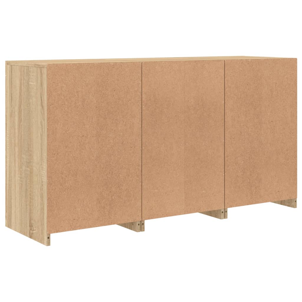 Sideboard LED Lights 123X37X67 Cm Smoked Oak White Concrete Grey Grey Sonoma 123