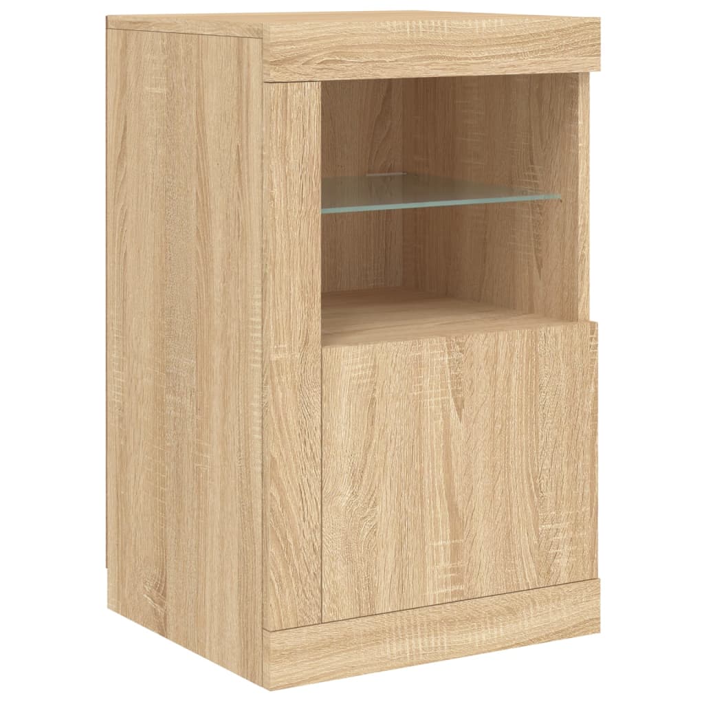 Sideboard LED Lights 123X37X67 Cm Smoked Oak White Concrete Grey Grey Sonoma 123