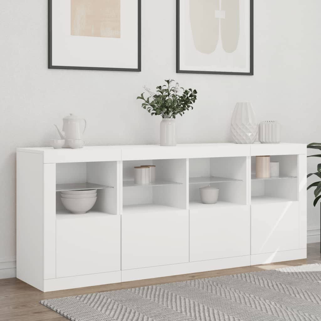 Sideboard LED Lights 163X37X67 Cm Concrete Grey White Sonoma Oak Smoked Oak 163