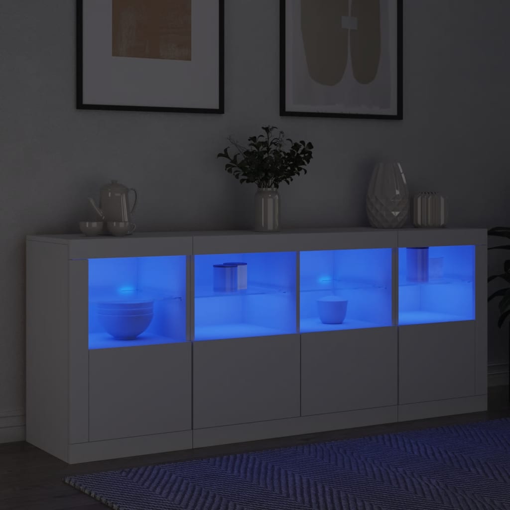 Sideboard LED Lights 163X37X67 Cm Concrete Grey White Sonoma Oak Smoked Oak 163