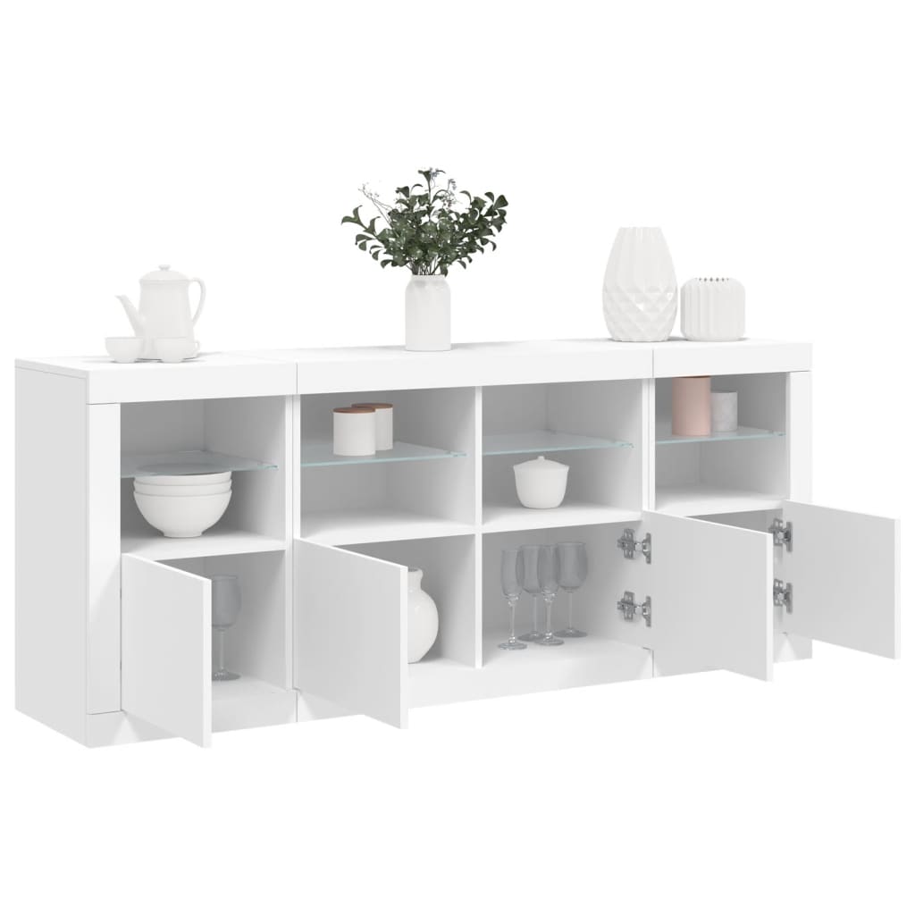 Sideboard LED Lights 163X37X67 Cm Concrete Grey White Sonoma Oak Smoked Oak 163
