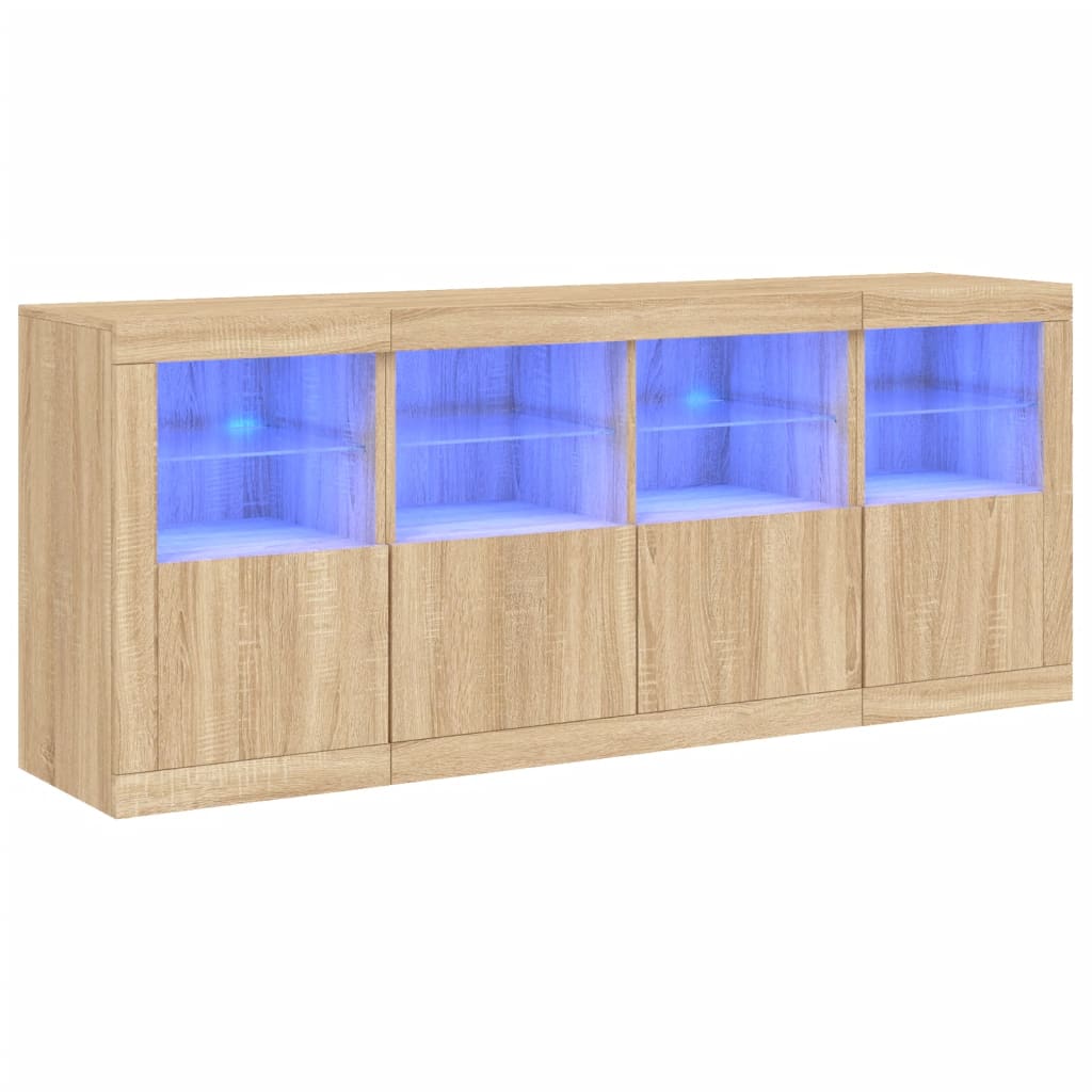Sideboard LED Lights 163X37X67 Cm Concrete Grey White Sonoma Oak Smoked Oak 163