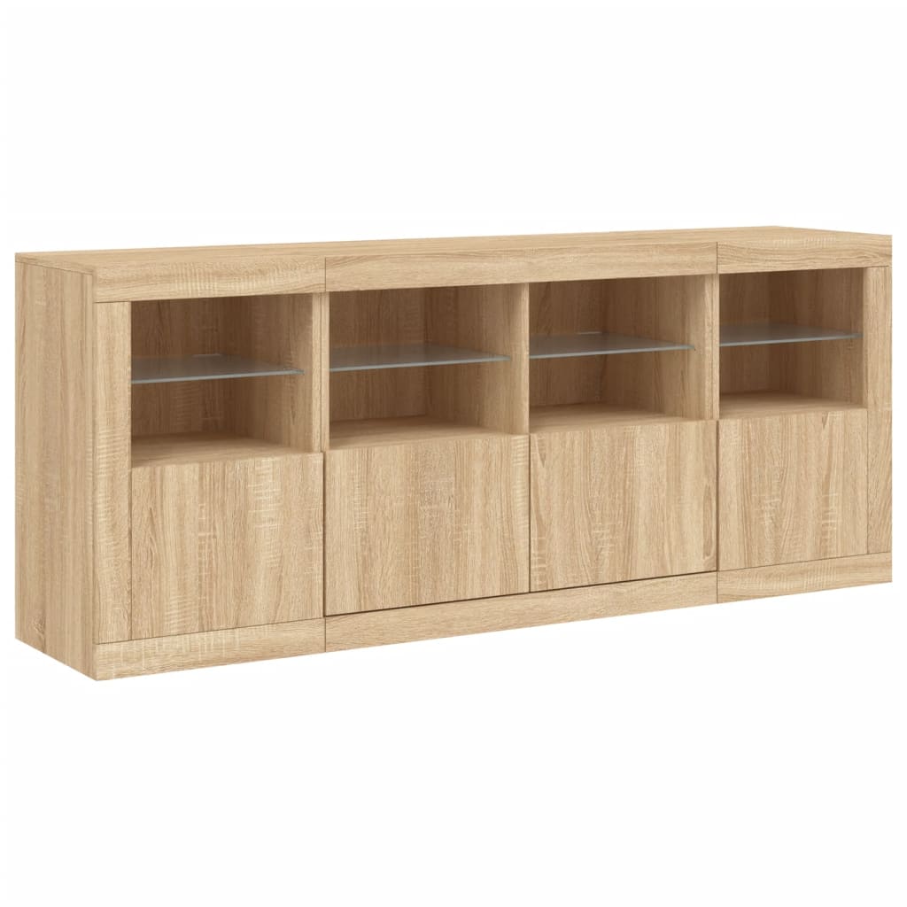 Sideboard LED Lights 163X37X67 Cm Concrete Grey White Sonoma Oak Smoked Oak 163