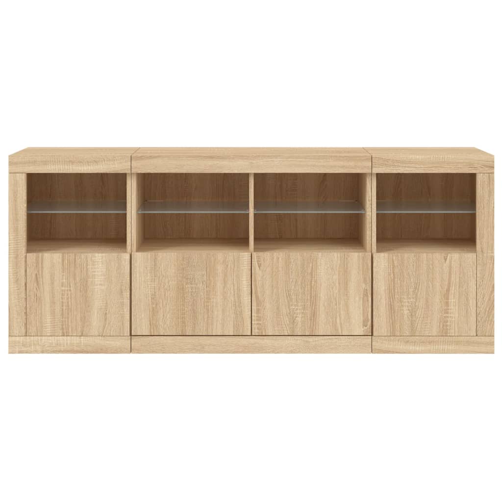 Sideboard LED Lights 163X37X67 Cm Concrete Grey White Sonoma Oak Smoked Oak 163